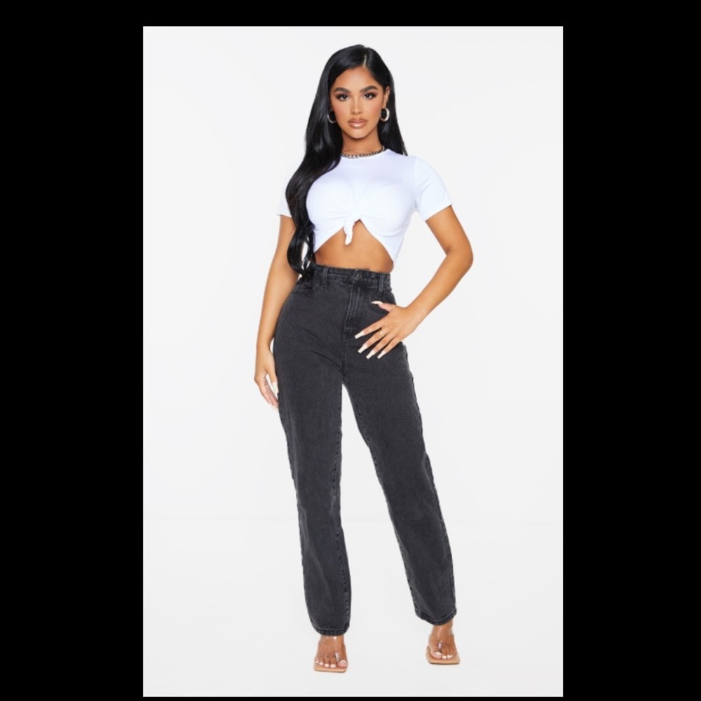 Petite black straight leg jeans